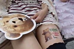 Advertising on women's thighs